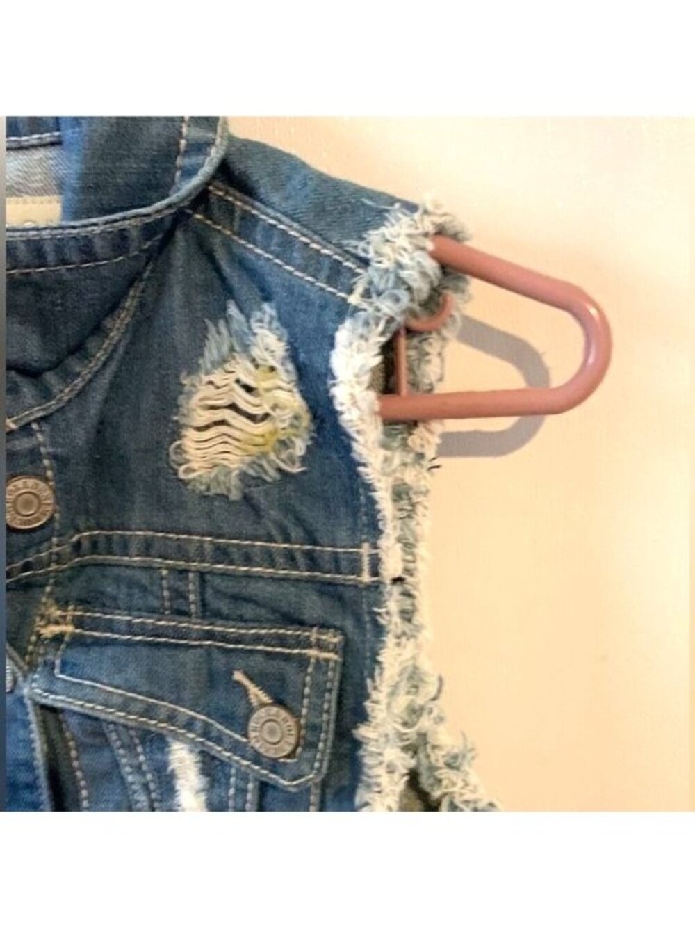 Rock & Roll Cowgirl Womens Denim Vest S Distressed Sleeveless Western Style With - Picture 7 of 11